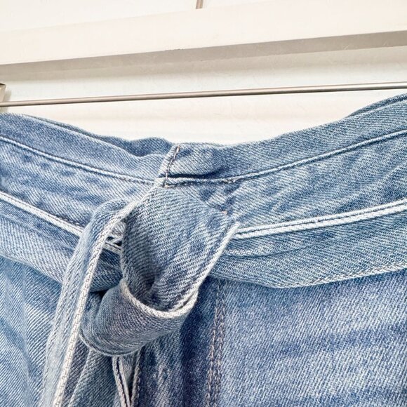 Kancan Tie Waist Cuffed Jean Shorts in Blue Casual Summer Rigid Plus Size 32 - Picture 5 of 11